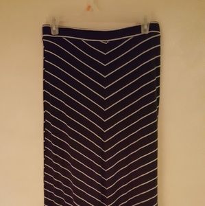 Navy and white chevron maxi skirt
